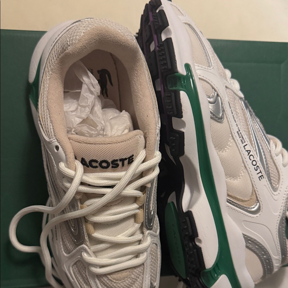 Lacoste White and Gray Athletic Shoes - Picture 10 of 13